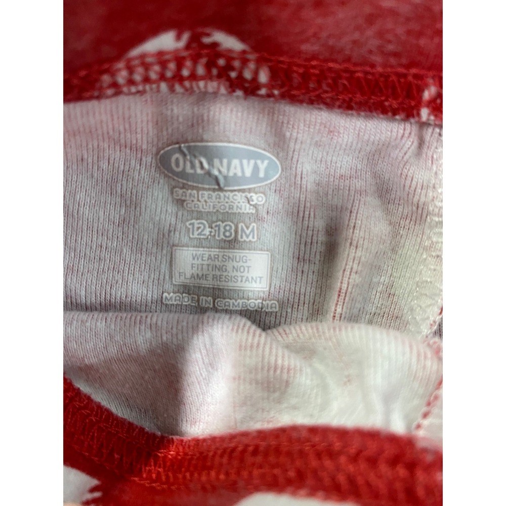 Old Navy Kids Pajama Set of 2 12-18M Baseball Star Handsome Red Green Striped - Picture 6 of 14